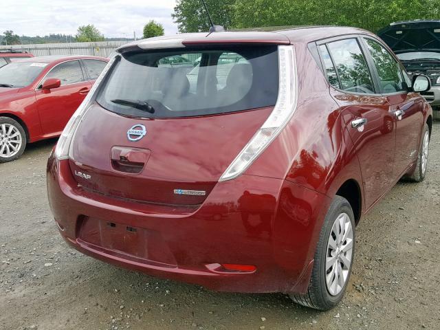 1N4BZ0CP1HC300122 - 2017 NISSAN LEAF S RED photo 4