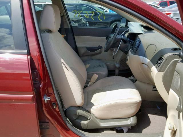 KMHCN4AC4AU514857 - 2010 HYUNDAI ACCENT GLS BURGUNDY photo 5