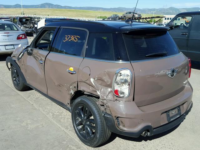 WMWZC5C5XDWP30372 - 2013 MINI COOPER S C BROWN photo 3