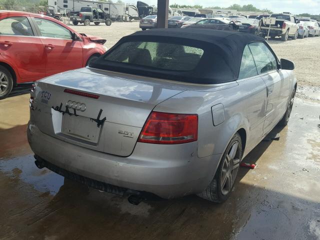 WAUDF48H07K031018 - 2007 AUDI A4 2.0T CA SILVER photo 4