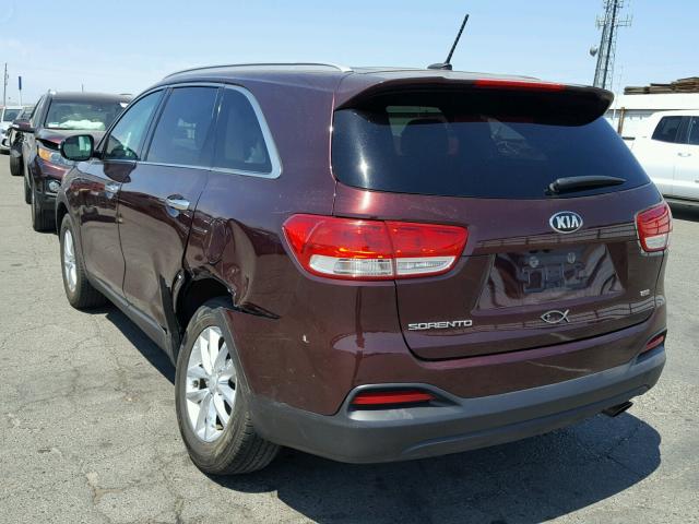 5XYPG4A30GG145392 - 2016 KIA SORENTO LX MAROON photo 3