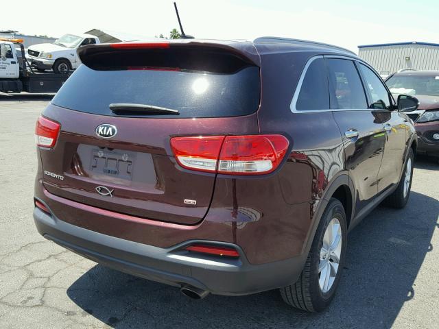 5XYPG4A30GG145392 - 2016 KIA SORENTO LX MAROON photo 4