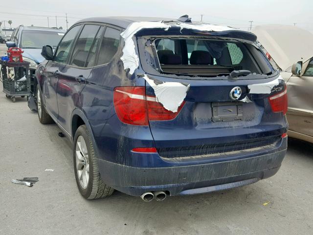 5UXWX7C58EL98436 - 2014 BMW X3 XDRIVE3 BLUE photo 3