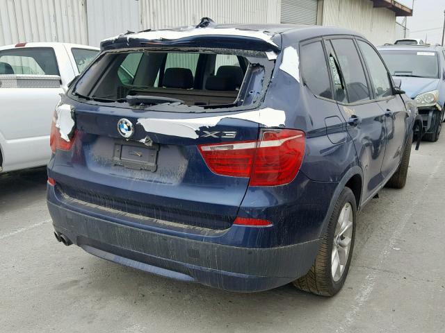 5UXWX7C58EL98436 - 2014 BMW X3 XDRIVE3 BLUE photo 4