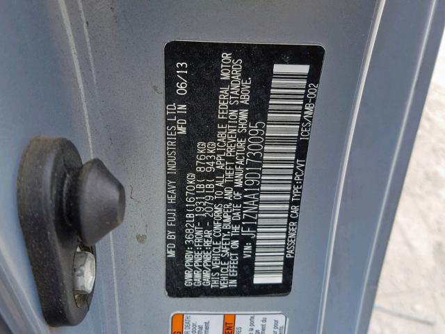 JF1ZNAA19D1730095 - 2013 TOYOTA SCION FR-S SILVER photo 10