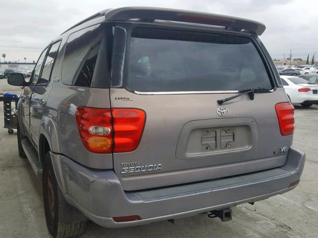 5TDZT38A32S102812 - 2002 TOYOTA SEQUOIA LI GRAY photo 3