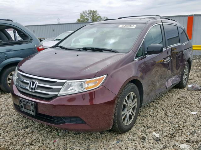 5FNRL5H69BB053725 - 2011 HONDA ODYSSEY EX BURGUNDY photo 2