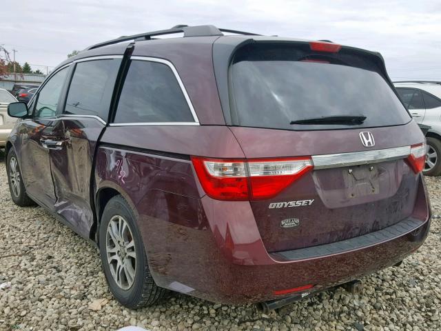 5FNRL5H69BB053725 - 2011 HONDA ODYSSEY EX BURGUNDY photo 3