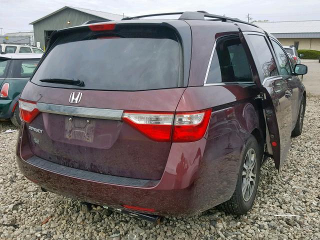 5FNRL5H69BB053725 - 2011 HONDA ODYSSEY EX BURGUNDY photo 4