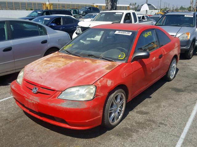 1HGEM21281L029799 - 2001 HONDA CIVIC DX RED photo 2