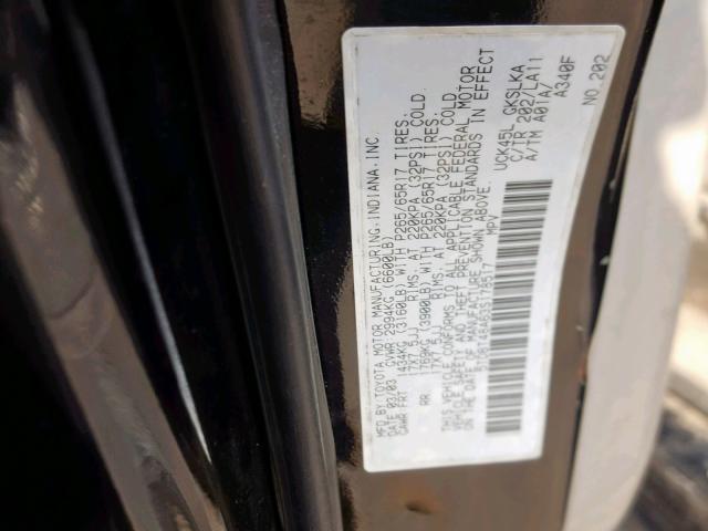 5TDBT48A63S178517 - 2003 TOYOTA SEQUOIA LI BLACK photo 10