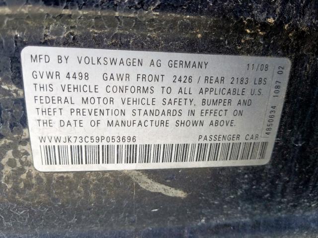 WVWJK73C59P053696 - 2009 VOLKSWAGEN PASSAT TURBO  photo 10