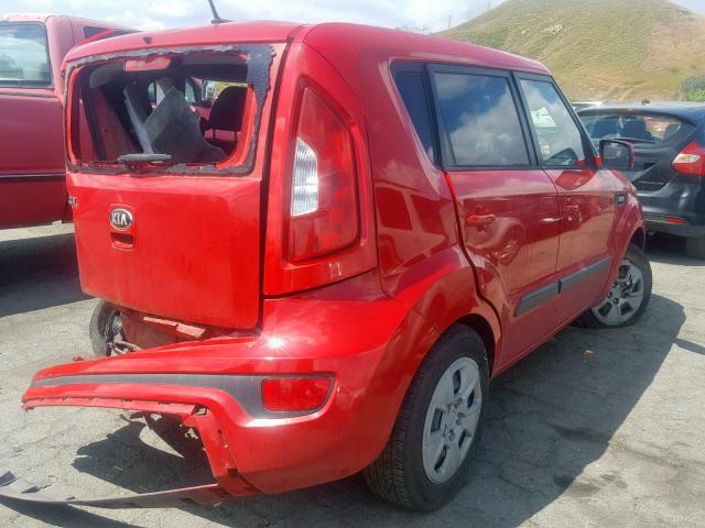 KNDJT2A50D7587444 - 2013 KIA SOUL RED photo 4