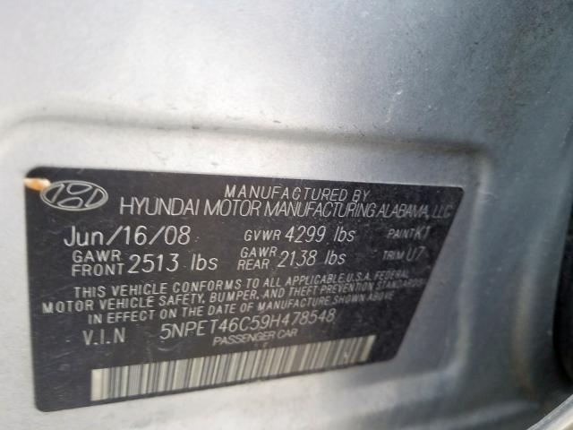 5NPET46C59H478548 - 2009 HYUNDAI SONATA GLS  photo 10