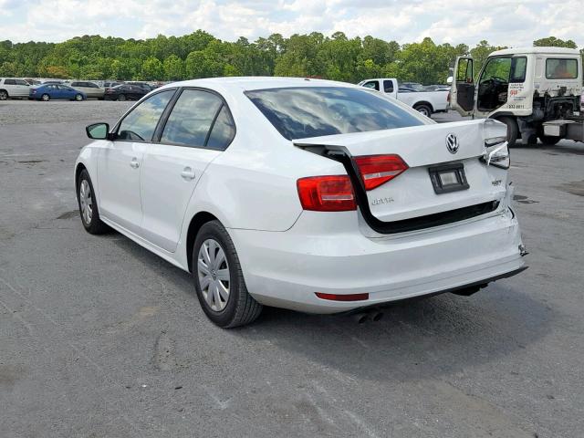 3VW2K7AJ1FM268593 - 2015 VOLKSWAGEN JETTA BASE WHITE photo 3