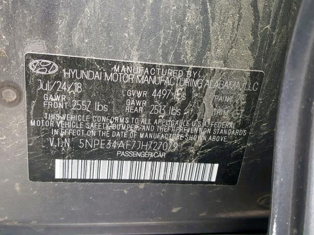 5NPE34AF7JH727079 - 2018 HYUNDAI SONATA SPO SILVER photo 10