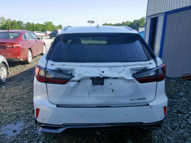 2T2BGMCA5JC022420 - 2018 LEXUS RX 450H WHITE photo 9