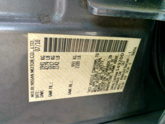 1N4AL2AP4AN549200 - 2010 NISSAN ALTIMA BAS BLUE photo 10