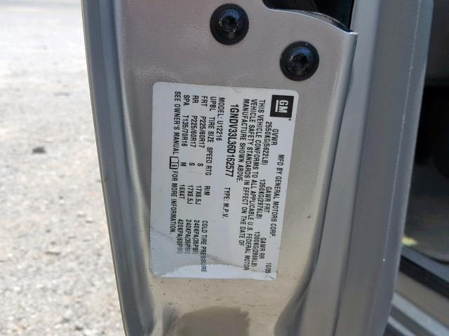 1GNDV33L36D162577 - 2006 CHEVROLET UPLANDER L 银色 照片 10