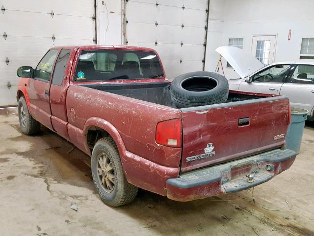 1GTDT19X338203811 - 2003 GMC SONOMA BURGUNDY photo 3