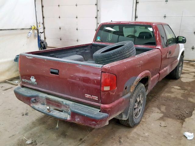 1GTDT19X338203811 - 2003 GMC SONOMA BURGUNDY photo 4