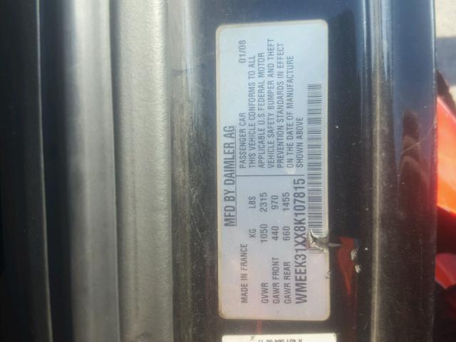 WMEEK31XX8K107815 - 2008 SMART FORTWO PAS 红色 照片 10