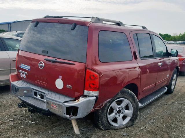 5N1AA08C67N713977 - 2007 NISSAN ARMADA SE RED photo 4