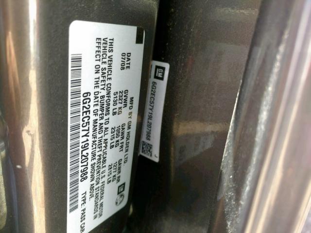 6G2EC57Y19L207988 - 2009 PONTIAC G8 GT BLACK photo 10