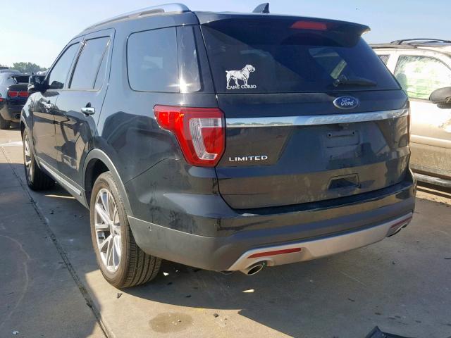 1FM5K7F84HGD40272 - 2017 FORD EXPLORER L BLACK photo 3