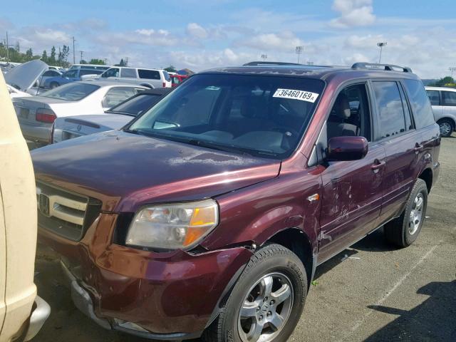 5FNYF28348B015092 - 2008 HONDA PILOT SE BURGUNDY photo 2