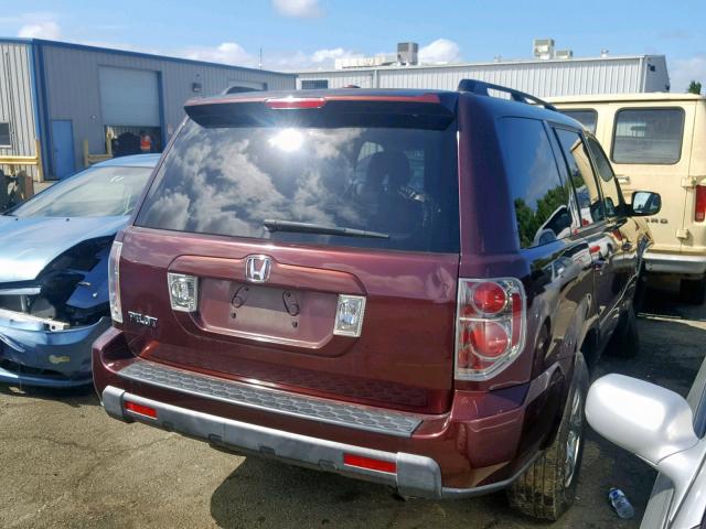 5FNYF28348B015092 - 2008 HONDA PILOT SE BURGUNDY photo 4