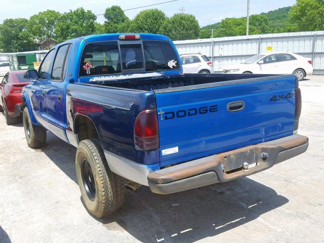 1B7GG2AN31S139304 - 2001 DODGE DAKOTA QUA BLUE photo 3