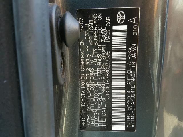 JTKDE167880237935 - 2008 TOYOTA SCION TC Grafit foto 10