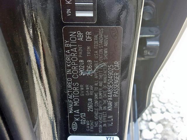 KNAFX4A85E5049025 - 2014 KIA FORTE EX BLACK photo 10