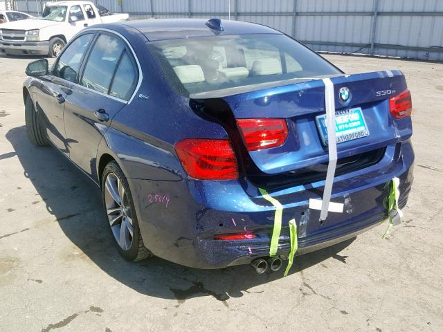 WBA8E1C36HA159222 - 2017 BMW 330E BLUE photo 3