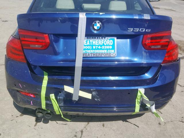 WBA8E1C36HA159222 - 2017 BMW 330E BLUE photo 9