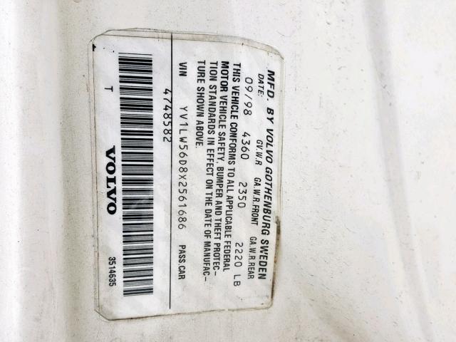 YV1LW56D8X2561686 - 1999 VOLVO V70 GLT WHITE photo 10