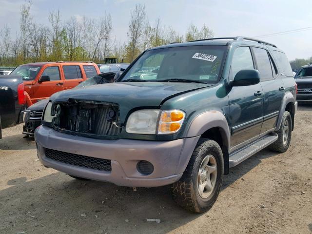 5TDBT44A42S092434 - 2002 TOYOTA SEQUOIA SR GREEN photo 2