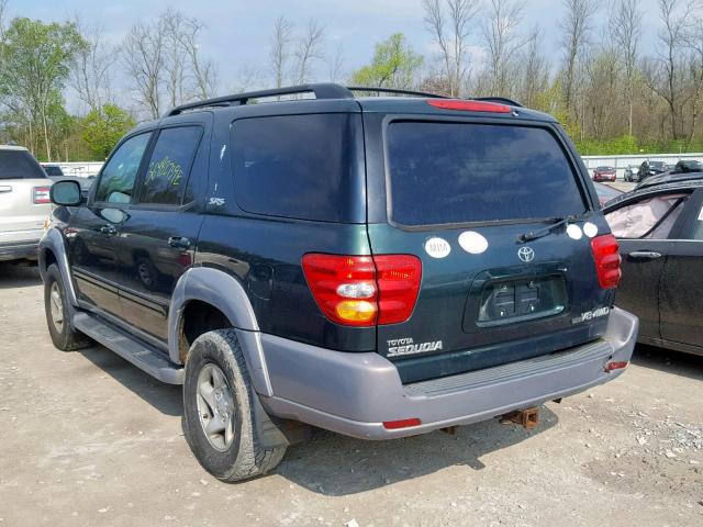 5TDBT44A42S092434 - 2002 TOYOTA SEQUOIA SR GREEN photo 3