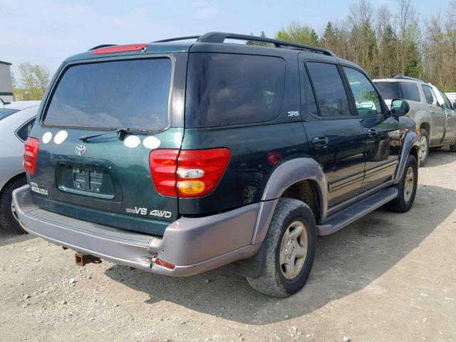 5TDBT44A42S092434 - 2002 TOYOTA SEQUOIA SR GREEN photo 4