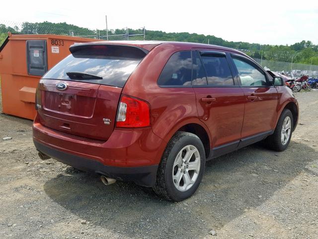 2FMDK4JC2EBA98428 - 2014 FORD EDGE SEL ORANGE photo 4