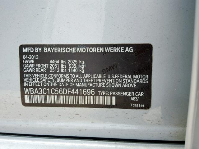 WBA3C1C56DF441696 - 2013 BMW 328 I SULE SILVER photo 10