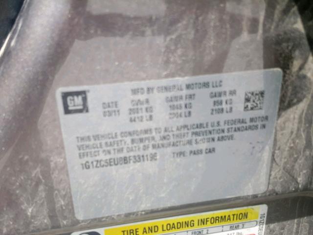 1G1ZC5EU8BF331196 - 2011 CHEVROLET MALIBU 1LT BROWN photo 10