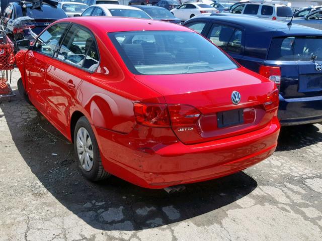 3VW2K7AJ0CM423159 - 2012 VOLKSWAGEN JETTA BASE RED photo 3