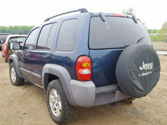 1J4GL48K04W325179 - 2004 JEEP LIBERTY SP BLUE photo 3