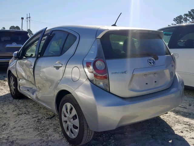 JTDKDTB37D1547448 - 2013 TOYOTA PRIUS C SILVER photo 3