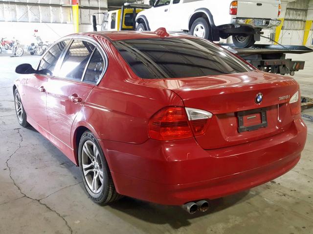 WBAVC53568FZ85489 - 2008 BMW 328 I SULE RED photo 3