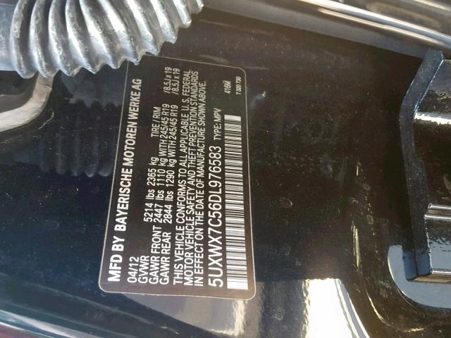 5UXWX7C56DL976583 - 2013 BMW X3 XDRIVE3 BLACK photo 10