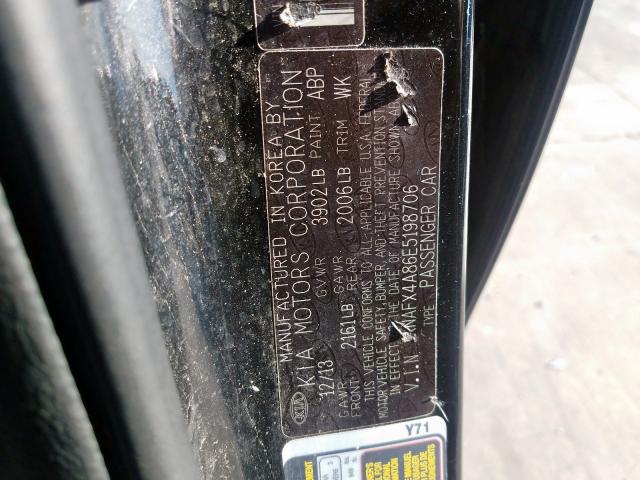 KNAFX4A86E5198706 - 2014 KIA FORTE EX  photo 10