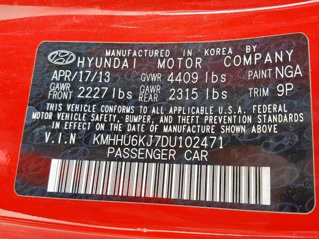 KMHHU6KJ7DU102471 - 2013 HYUNDAI GENESIS RED photo 10